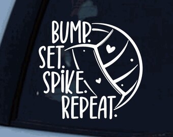 Bump Set Spike Volleyball Decal: Water Bottle Sticker