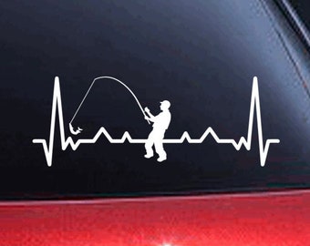 Fishing Heartbeat Decal: Bass Fishing Car Truck Sticker