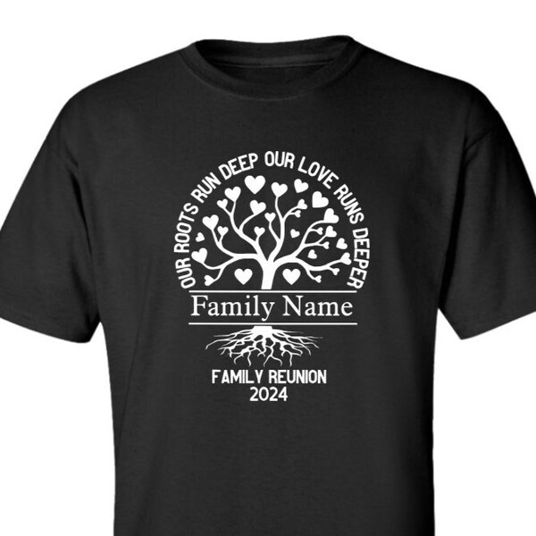 Family Reunion 2024 Our Roots Run Deep Custom With Family Name Shirts, Our Roots Run Deep Our Love Runs Deeper Shirt Custom With Family Name