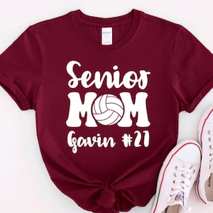 Senior Volleyball Mom Shirt, Volleyball Senior Mom Shirt, Custom Name and Number Senior Volleyball Mom Shirt
