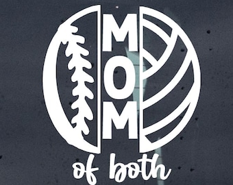 Baseball and Volleyball Mom of Both Decal