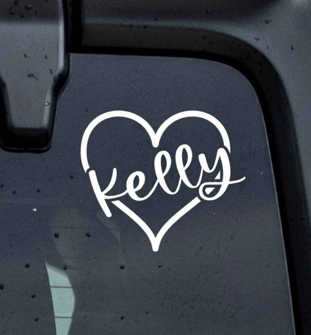 Custom Name Heart Decal: Personalized Vinyl Sticker - Etsy