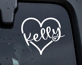 Custom Name Heart Decal: Personalized Vinyl Sticker