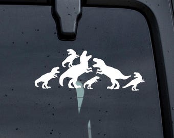 Dinosaur Stick Family of 6 Car Decal: Dino Stick Figure Sticker