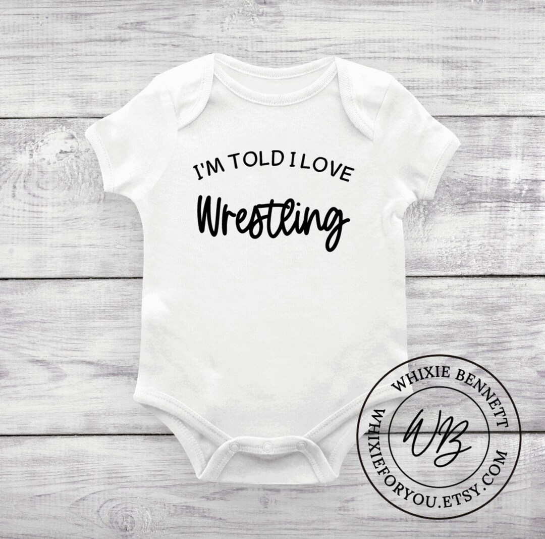 I Love Wrestling Baby Bodysuit, Wrestling Baby Outfits, Cute Wrestling