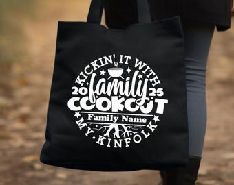 Personalized Family Cookout Tote Bag: Custom Canvas Shoulder Bag