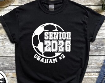 Soccer Senior Night Class of 2026 Personalized with Name and Jersey Number T-Shirt
