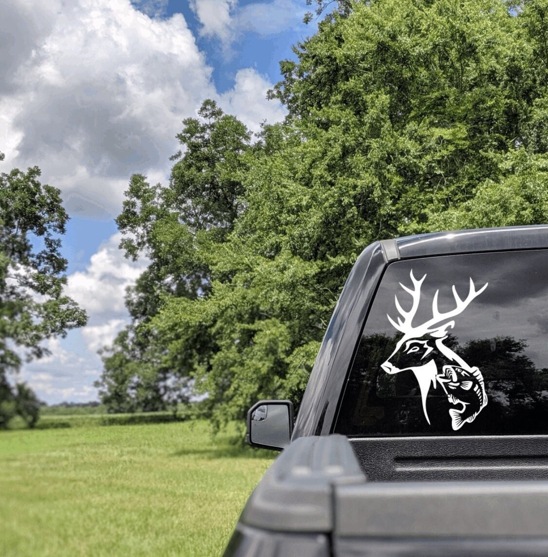 Deer and Bass Truck Decal Hunting Truck Decal Fishing Truck