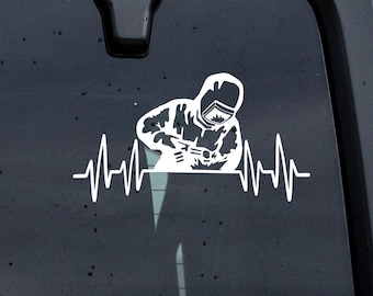 Welder Heartbeat Vinyl Decal: Truck, Welding Box Sticker