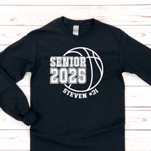 Basketball Senior Night Long Sleeve Shirt, Custom Name and Number Basketball Shirt, Personalized Basketball Shirt, Basketball Senior Gift