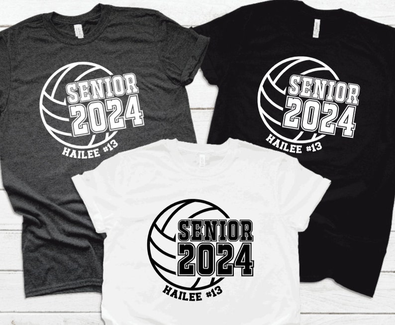 Volleyball Senior CLASS OF 2024 T-Shirt, Volleyball T-Shirts, Volleyball Fall Ball Support T-Shirts, Senior Night T-Shirts, Volleyball Gifts image 1