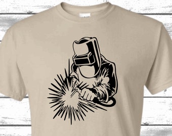 Welder with Sparks T-Shirt: Welding Business Apparel