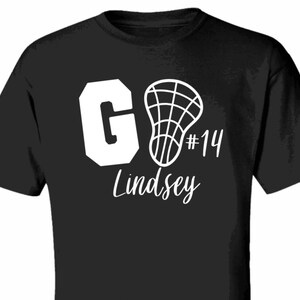 Custom Lacrosse Name & Number T-Shirt: Personalized Lacrosse Gift