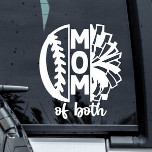 Baseball and Cheer Mom of Both Decal, Cheer Decals, Baseball Decals, Baseball Stickers, Mom of Both Decals, Baseball and Cheer Mom Gift