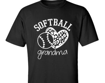 Softball Grandma Heart Leopard Game Shirt, Softball Family Support Shirt, Proud Softball Grandma Gift, Softball Grandma Game Day Tee