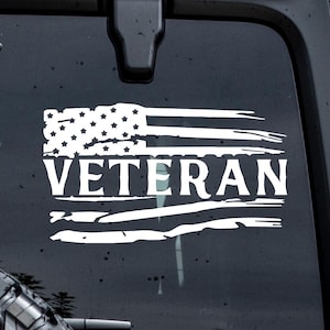 Veteran Truck Decal, USA Flag Veteran Decal, American Veteran Vinyl Car Decal, Veteran American Flag Stickers for Car, Gift for Veteran