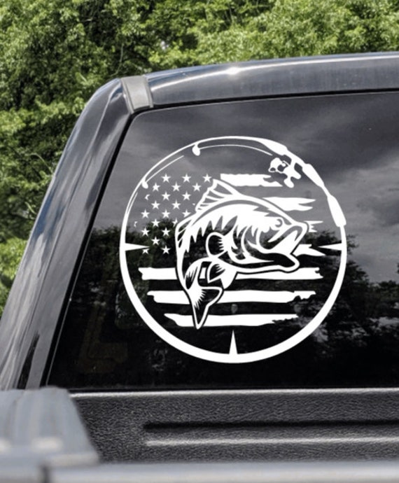 U.S. Flag Circle With Bass Fish Truck Decal, Fishing Decals, Bass Fishing  Stickers, Fishing Car Stickers, American Flag Stickers 