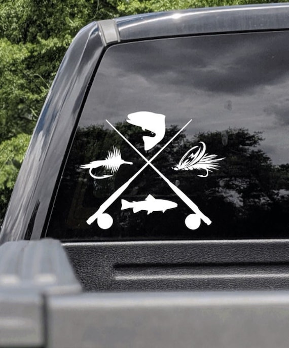 Fishing Cross and Pole With Lure Decal Truck Decal, Bass Fishing