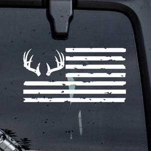 Deer Flag Decal, Buck Flag Decal, Hunting Flag Decal, Hunting Decal, Hunting Sticker, Flag Sticker, Hunting Gift