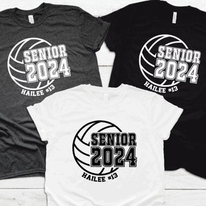 Volleyball Senior CLASS OF 2024 T-Shirt, Volleyball T-Shirts, Volleyball Fall Ball Support T-Shirts, Senior Night T-Shirts, Volleyball Gifts image 2