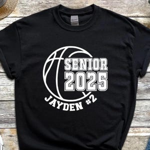 Basketball Senior Night 2025 T-Shirt, Custom Name and Number Basketball T-Shirt, Personalized Basketball Shirt, Basketball Senior Night Gift