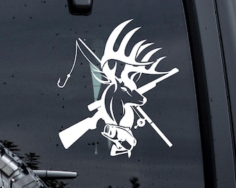 Red Hunting Rifle Vinyl Decal - 5x5 Inch Waterproof Die-Cut Sticker For Trucks & Toolboxes