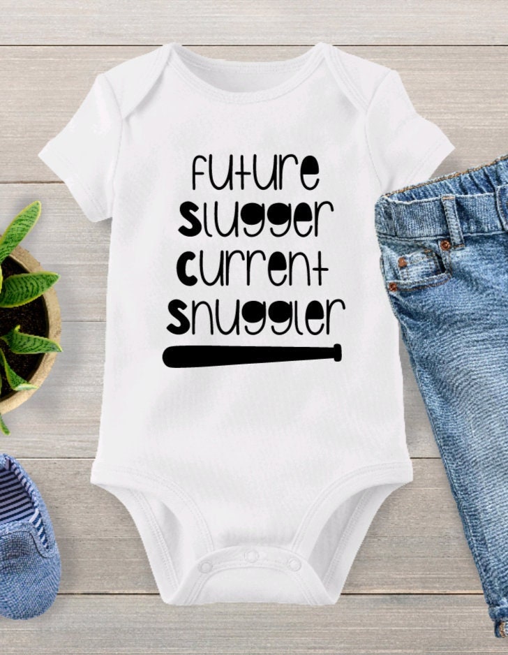 Future Slugger Current Snuggler Biggest Fan Baseball Baby One - Etsy