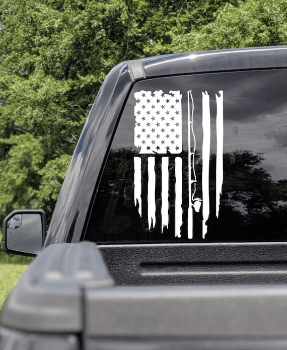 US FLAG Fishing and Hunting, Vertical Flag, Truck Decal, Car Stickers, Fishing  Decals, Hunting Decals, Fishing Gifts for Him, Hunting Gifts 
