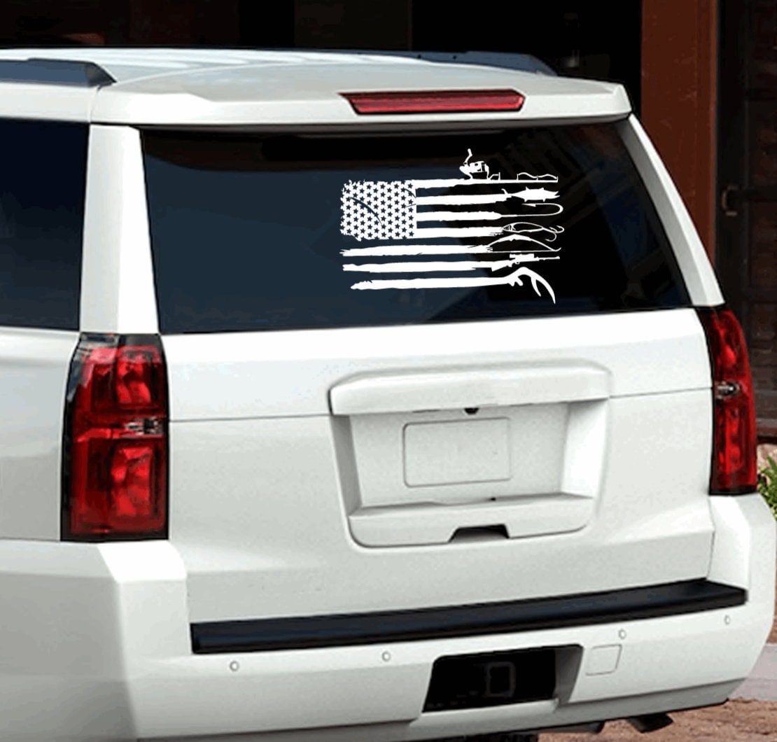 Distressed US Flag Fishing Pole Decal: Patriotic Angler Sticker - Etsy Distressed US Flag Fishing Pole Decal: Patriotic Angler Sticker - Etsy