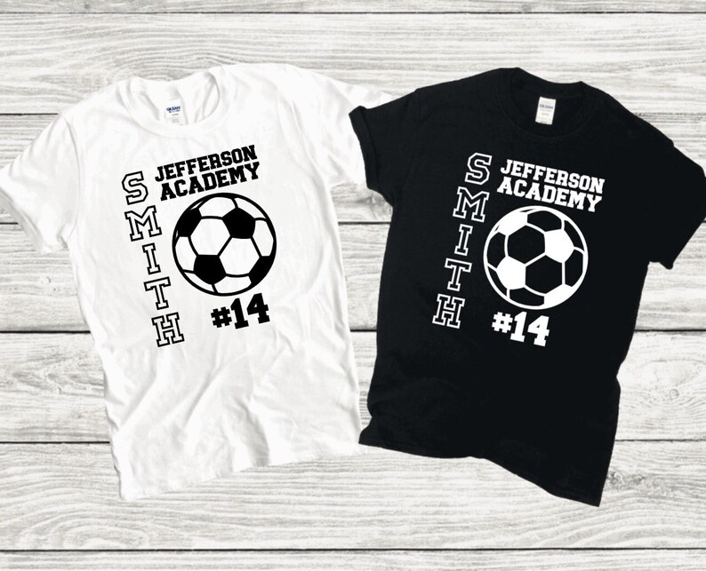 Soccer Tshirt With School and Name Custom Soccer Team Shirt Etsy