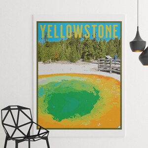 Yellowstone National Park Travel Poster, Vintage Serigraph Style Poster, Wall Art, Travel, Vacation, Souvenir, Frame Not Included