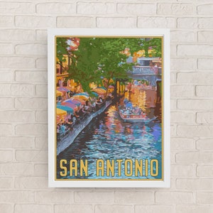 San Antonio Travel Poster, Vintage Serigraph Style Poster, Wall Art, Travel, Vacation, Souvenir, Frame Not Included