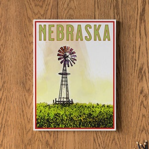 Nebraska Travel Poster, Vintage Style Poster,Home,  Wall Art, Travel, Vacation, Home State, Souvenir, Frame Not Included