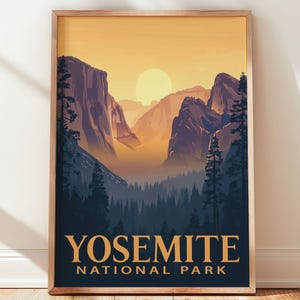 Yosemite National Park Travel Poster, Vintage Serigraph Style Poster, Wall Art, Travel, Vacation, Souvenir, Frame Not Included