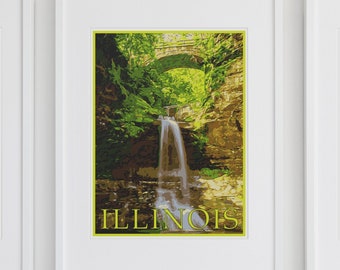 Illinois Travel Poster, Vintage Style Poster,Home,  Wall Art, Travel, Vacation,Home State, Souvenir, Frame Not Included