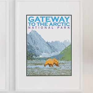 Gateway to the Arctic National Park Travel Poster, Vintage Serigraph Style Poster, Wall Art, Travel, Vacation, Souvenir, Frame Not Included