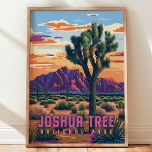 Joshua Tree National Park Travel Poster, Vintage Serigraph Style Poster, Wall Art, Travel, Vacation, Souvenir, Frame Not Included