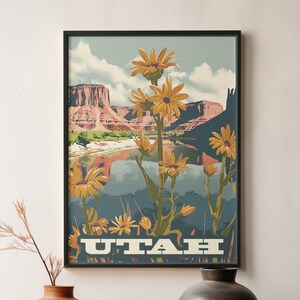Utah Travel Poster, Vintage Serigraph Style Poster, Wall Art, Travel, Vacation, Souvenir, Frame Not Included