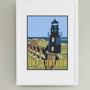 Dry Tortuga National Park Travel Poster, Vintage Serigraph Style Poster, Wall Art, Travel, Vacation, Souvenir, Frame Not Included