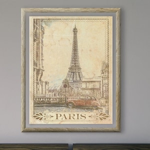 Old Paris Photo Print Travel Poster, Vintage Style Poster, Home, France, Wall Art, Travel, Vacation, Home, Souvenir, Frame Not Included
