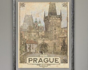 Póster vintage de Praga: Arte mural de la República Checa