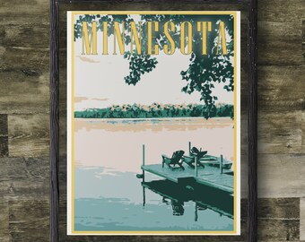 Minnesota Travel Poster, Vintage Style Poster,Home,  Wall Art, Travel, Vacation, Home State, Souvenir, Frame Not Included