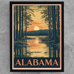 Alabama Travel Poster: Vintage Style Home Wall Art