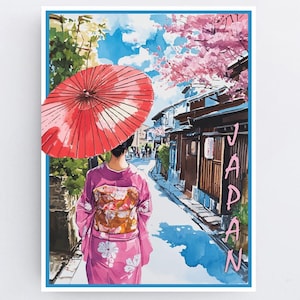 Affiche de voyage au Japon, affiche de style vintage, maison, impression de Kyoto, art mural, voyage, vacances, maison, souvenir, cadre non inclus