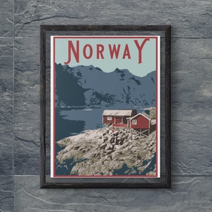 Norway Travel Poster, Vintage Style Poster, Home,  Wall Art, Travel, Vacation, Souvenir, Frame Not Included
