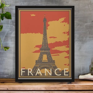 France Travel Poster, Vintage Serigraph Style Poster, Wall Art, Travel, Vacation, Souvenir, Frame Not Included