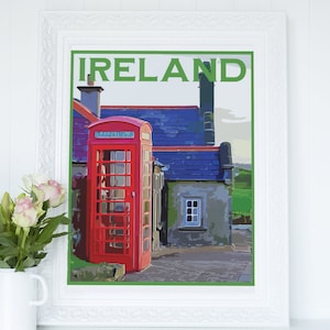 Ireland Travel Poster, Vintage Serigraph Style Poster, Wall Art, Travel, Vacation, Souvenir, Frame Not Included