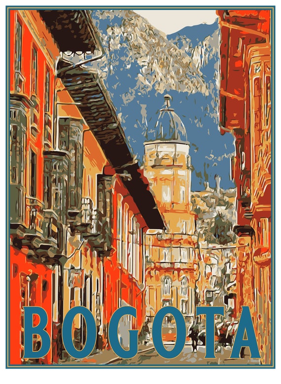Bogota Travel Poster, Vintage Style Poster, Home, Colombia Print