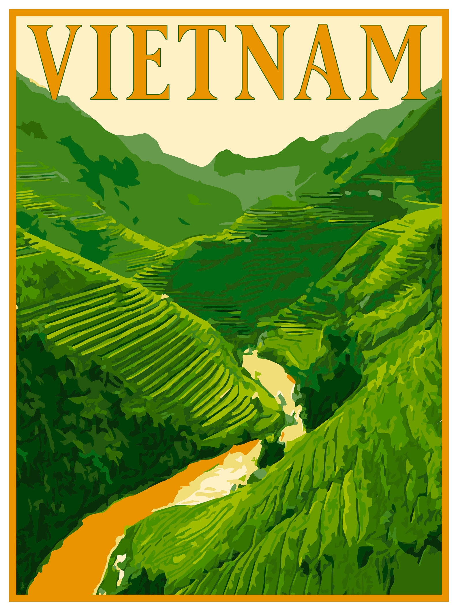 Vietnam Travel Poster Vintage Serigraph Style Poster Wall - Etsy