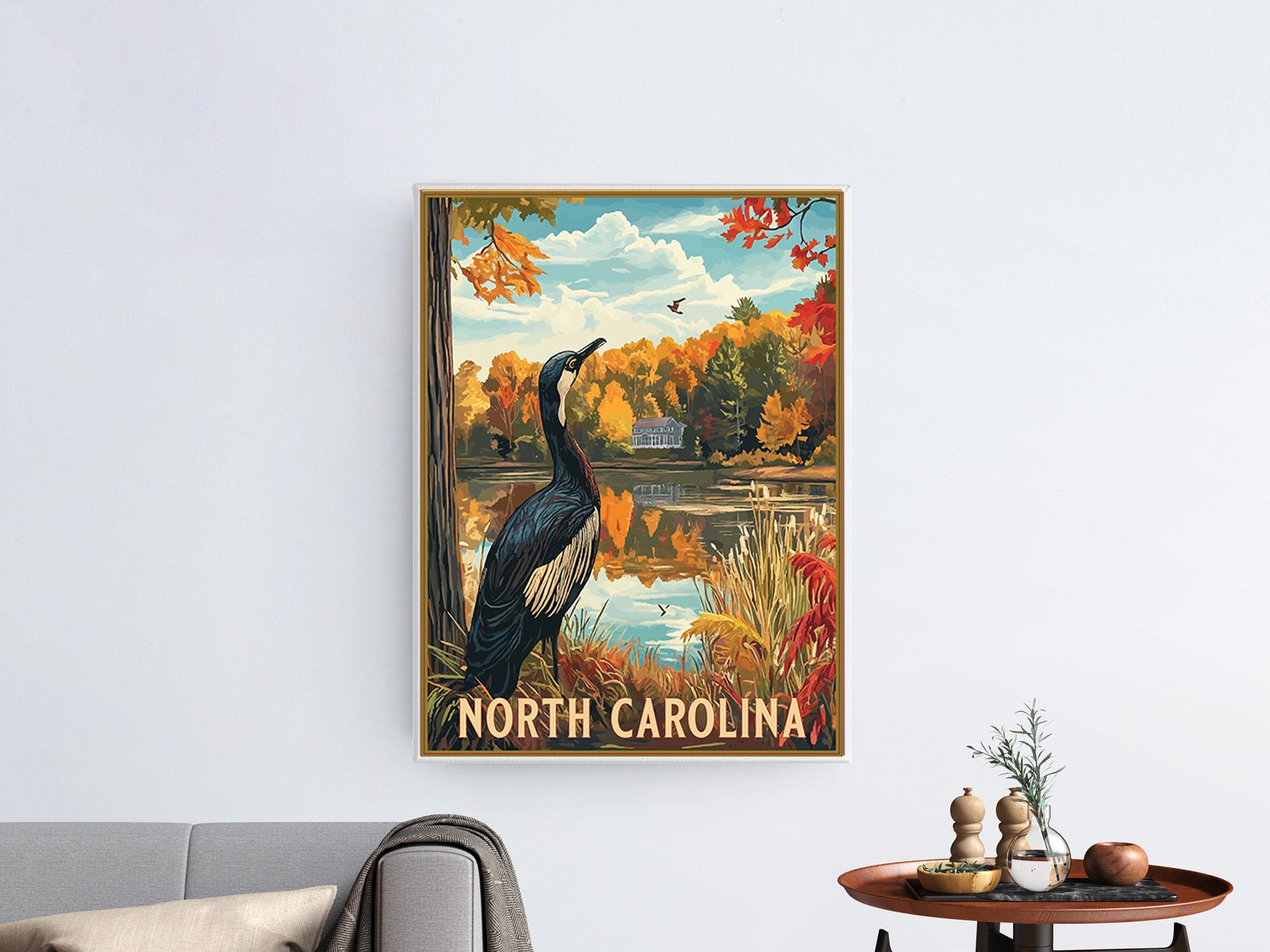 North Carolina Travel Poster, Vintage Style Poster,Home,  Wall Art, Travel, Vacation, Home State, Souvenir, Frame Not Included